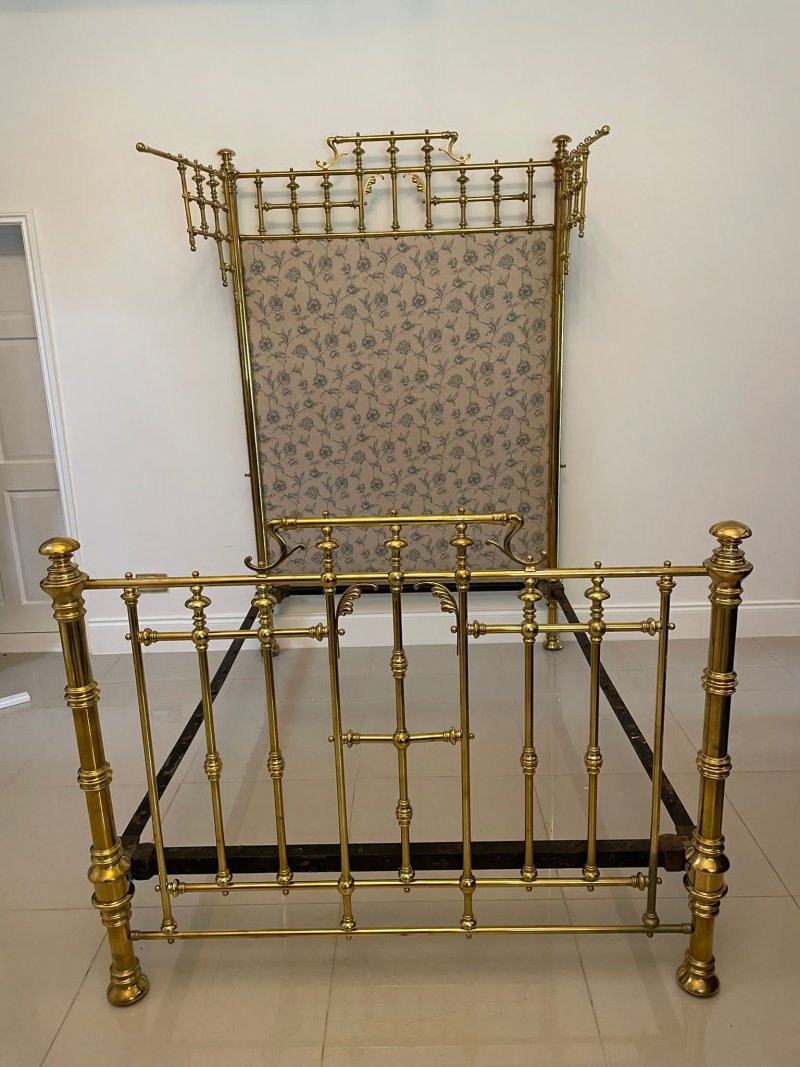 Antique Victorian Exhibition Quality Solid Brass Half Tester Double Bed - Image 3