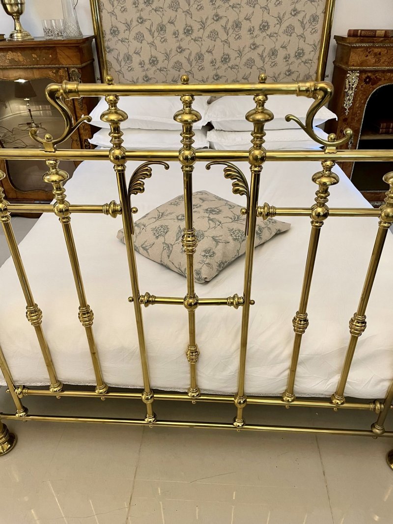 Antique Victorian Exhibition Quality Solid Brass Half Tester Double Bed - Image 13