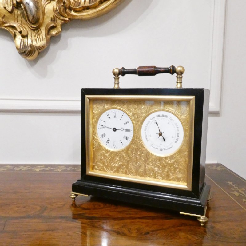 Edwardian Mantel Clock & Barometer - Image 2