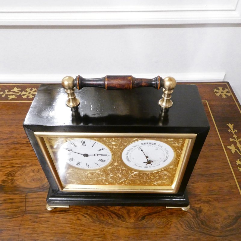 Edwardian Mantel Clock & Barometer - Image 11
