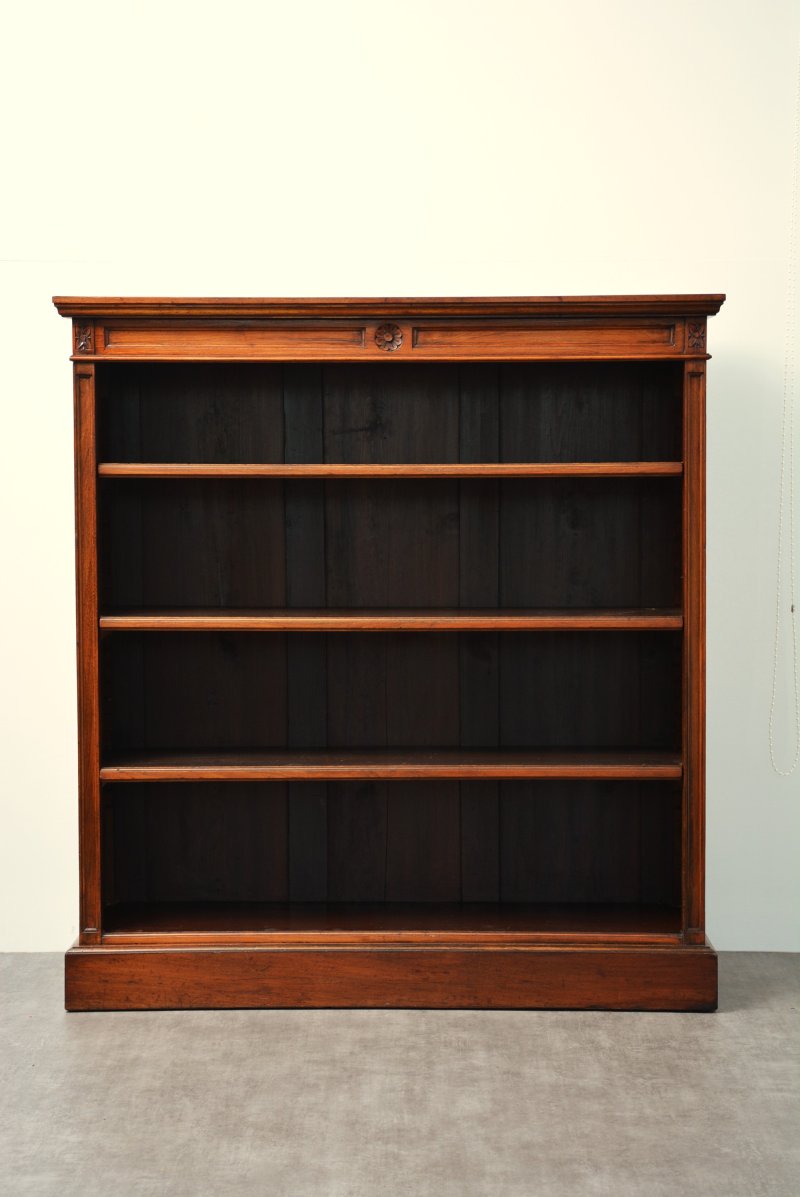 Late Victorian Walnut Open Bookcase with Adjustable Shelves - Image 8