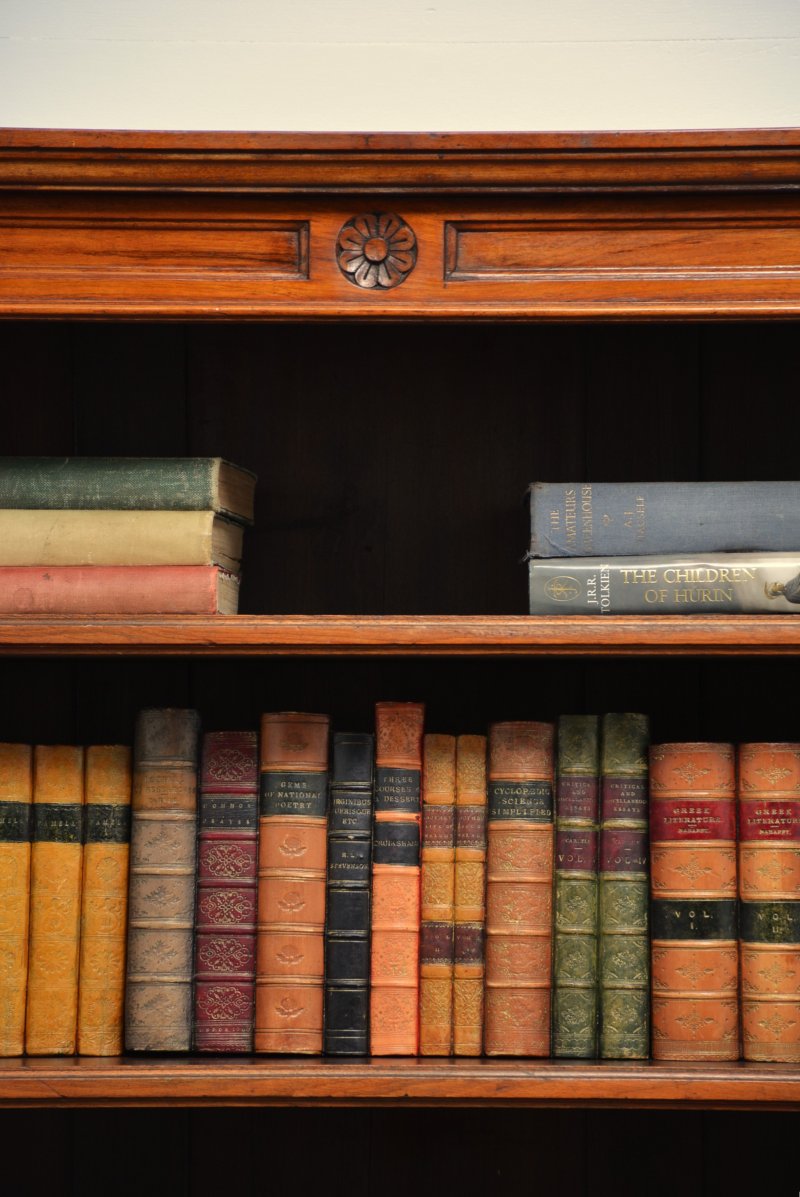 Late Victorian Walnut Open Bookcase with Adjustable Shelves - Image 12