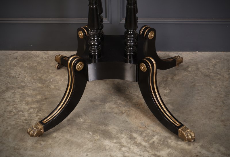 Striking Brass Inlaid Ebonised Round Centre Table - Image 5