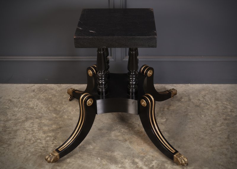 Striking Brass Inlaid Ebonised Round Centre Table - Image 4