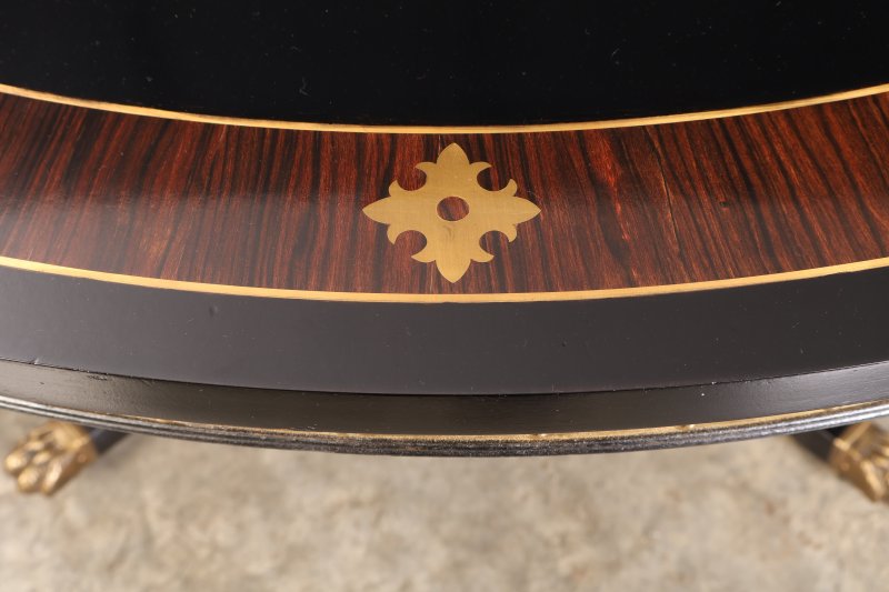 Striking Brass Inlaid Ebonised Round Centre Table - Image 12