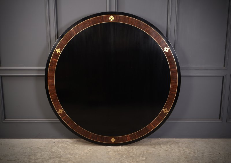Striking Brass Inlaid Ebonised Round Centre Table - Image 3
