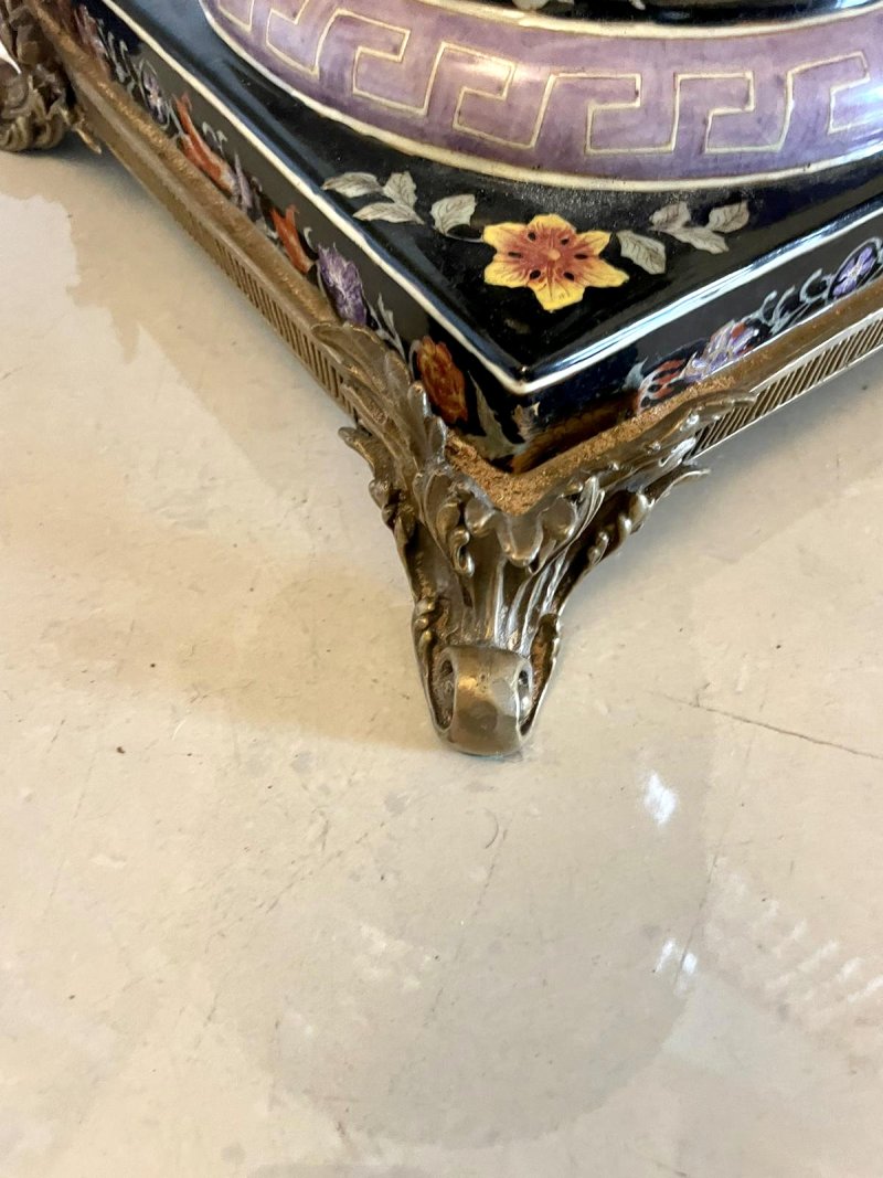 Antique French Porcelain & Brass Mounted Pair of Jardinière Urns - Image 10