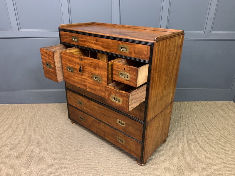 19th Century Camphor Wood Secretaire Military Chest - Image 8