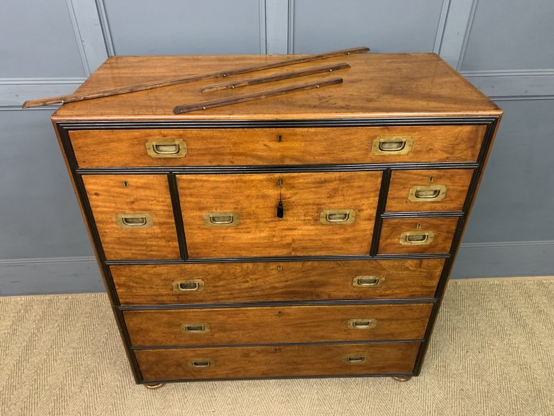 19th Century Camphor Wood Secretaire Military Chest - Image 20