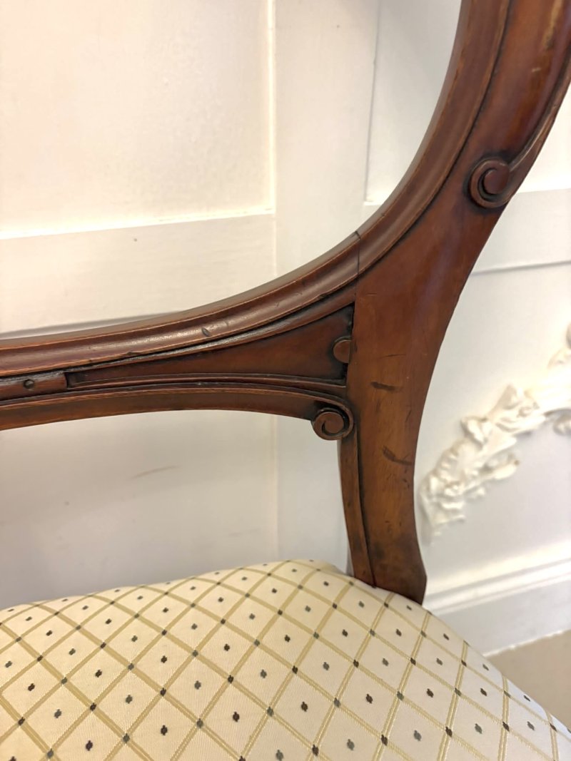 Antique Victorian Mahogany Set of 4 Balloon Back Dining Chairs - Image 10