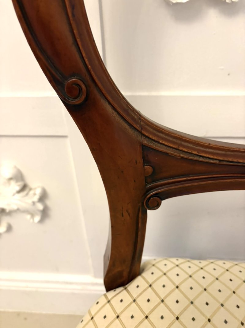 Antique Victorian Mahogany Set of 4 Balloon Back Dining Chairs - Image 11