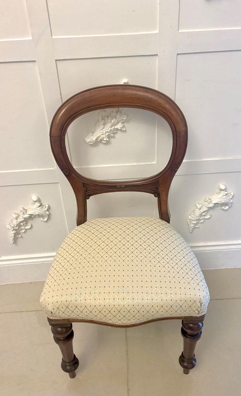 Antique Victorian Mahogany Set of 4 Balloon Back Dining Chairs - Image 6