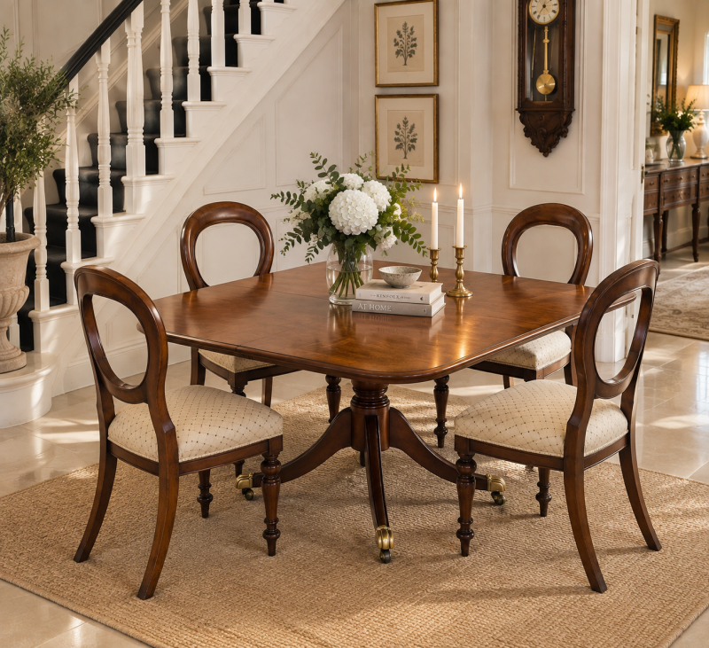Antique Victorian Mahogany Set of 4 Balloon Back Dining Chairs - Image 9