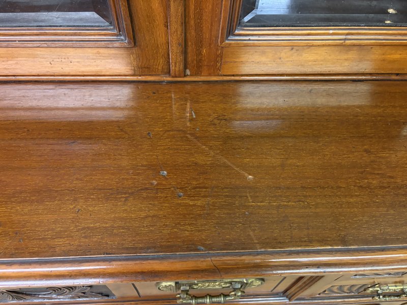 Victorian Carved Walnut Secretaire Bookcase - Image 6