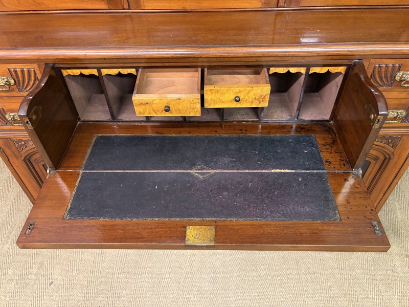 Victorian Carved Walnut Secretaire Bookcase - Image 19