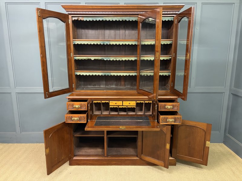 Victorian Carved Walnut Secretaire Bookcase - Image 18