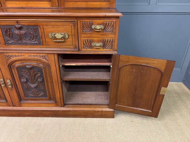Victorian Carved Walnut Secretaire Bookcase - Image 22