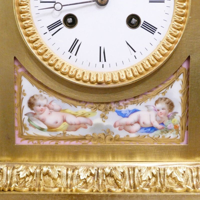 French Gilt Bronze & Porcelain Mantel Clock by Jean Baptiste Delettrez - Image 5
