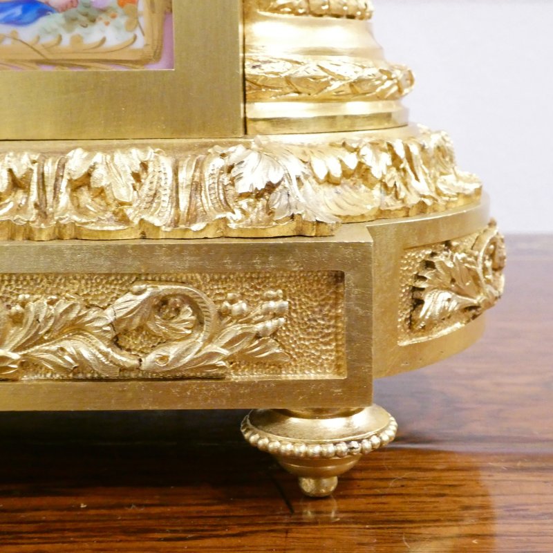 French Gilt Bronze & Porcelain Mantel Clock by Jean Baptiste Delettrez - Image 7