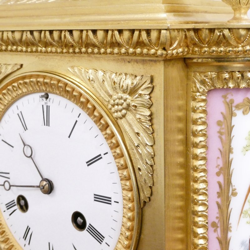 French Gilt Bronze & Porcelain Mantel Clock by Jean Baptiste Delettrez - Image 4