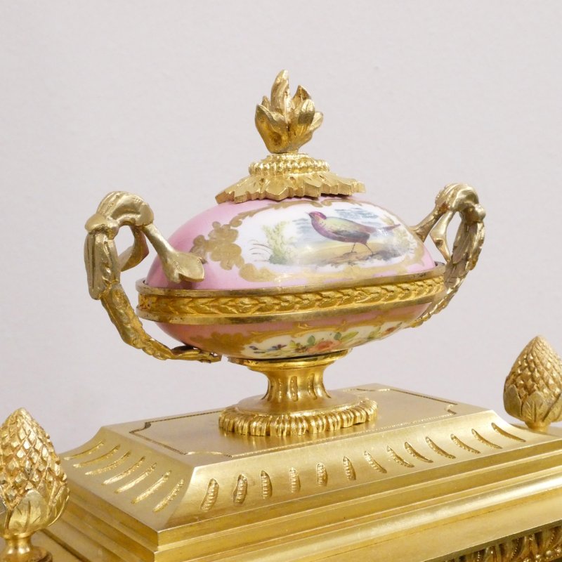 French Gilt Bronze & Porcelain Mantel Clock by Jean Baptiste Delettrez - Image 8