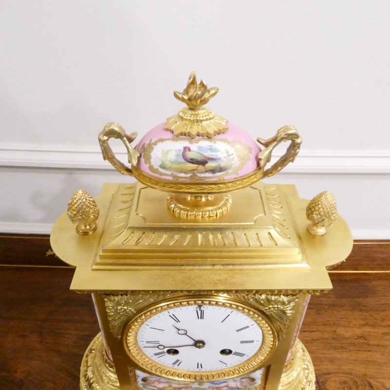 French Gilt Bronze & Porcelain Mantel Clock by Jean Baptiste Delettrez - Image 9