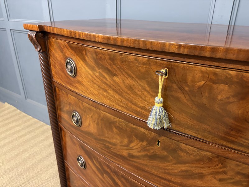 Regency Period Mahogany Bow Fronted Chest of Drawers - Image 11