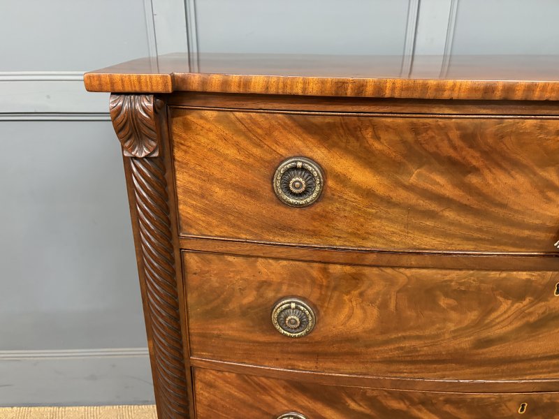 Regency Period Mahogany Bow Fronted Chest of Drawers - Image 12
