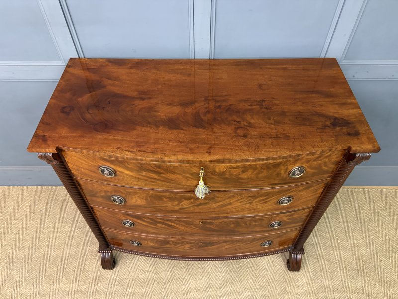 Regency Period Mahogany Bow Fronted Chest of Drawers - Image 14