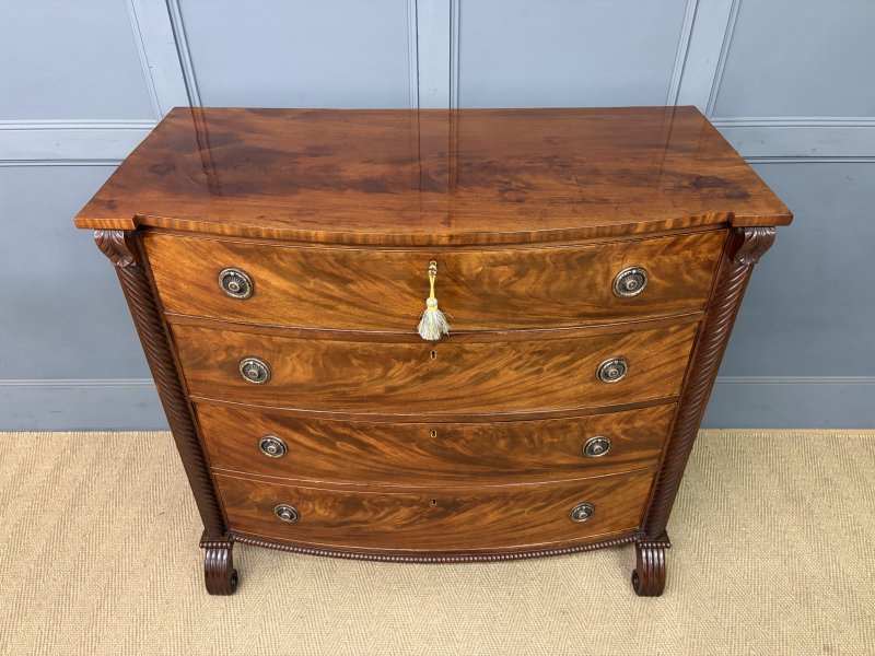 Regency Period Mahogany Bow Fronted Chest of Drawers - Image 16