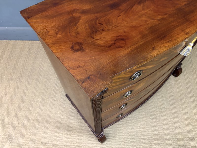 Regency Period Mahogany Bow Fronted Chest of Drawers - Image 13