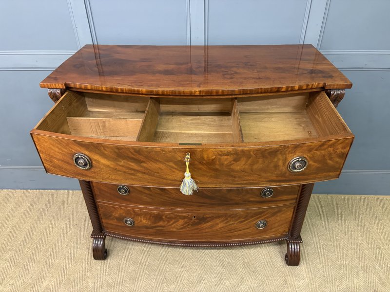 Regency Period Mahogany Bow Fronted Chest of Drawers - Image 15