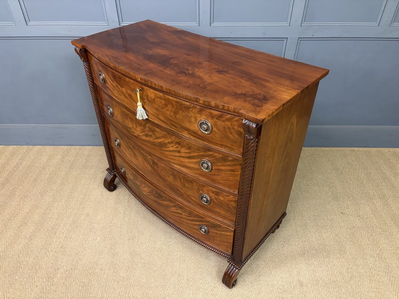 Regency Period Mahogany Bow Fronted Chest of Drawers - Image 6