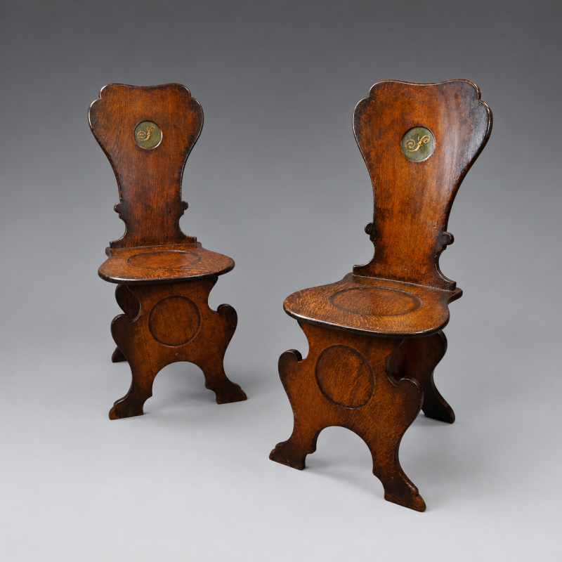 A pair of Sgabello hall chairs