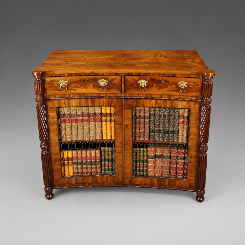 An unusual William IV mahogany concave side cabinet - Image 2