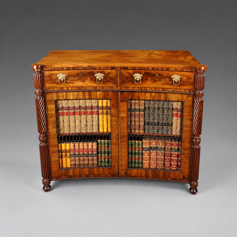 An unusual William IV mahogany concave side cabinet - Image 4