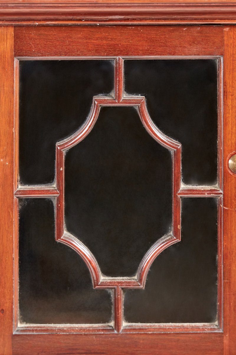 Antique Victorian Mahogany Astragal Glazed Breakfront Bookcase Display Cabinet - Image 5