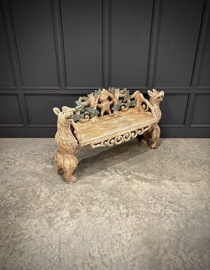 Black Forest Bear Two-Seat Bench - Image 3