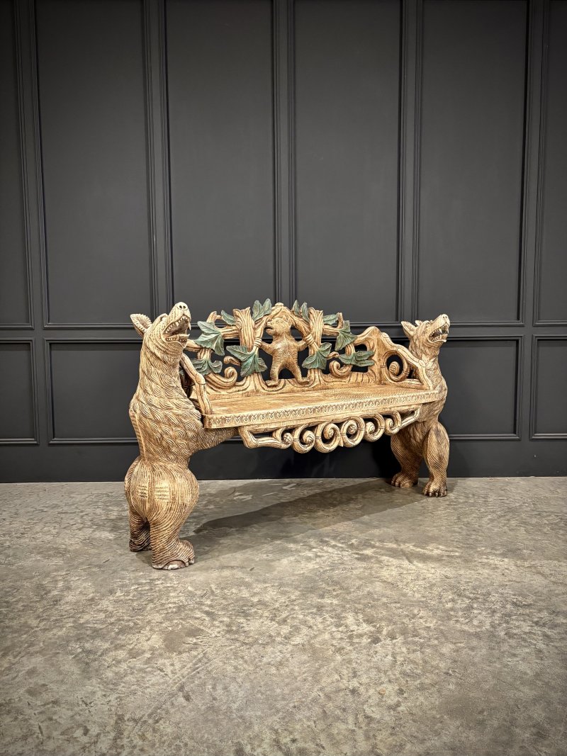 Black Forest Bear Two-Seat Bench - Image 2