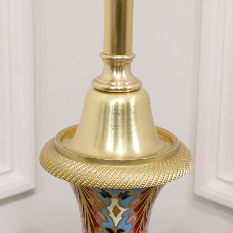 Pair of French Onyx & Champleve Table Lamps - Image 4