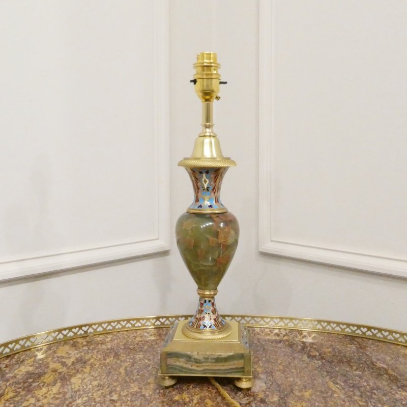 Pair of French Onyx & Champleve Table Lamps - Image 10