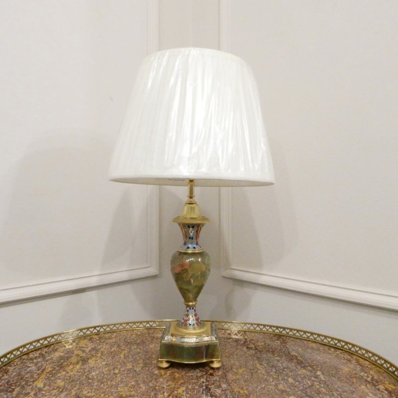 Pair of French Onyx & Champleve Table Lamps - Image 11