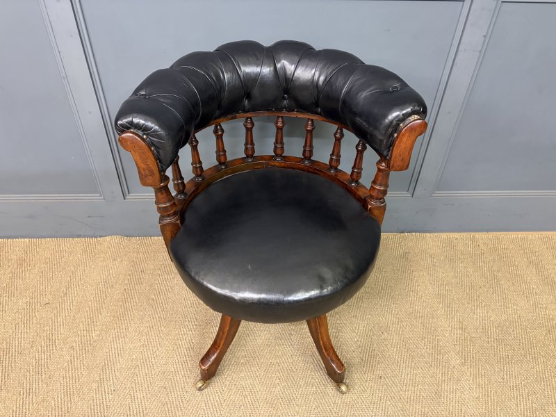 Victorian Mahogany Revolving Desk Chair - Image 9