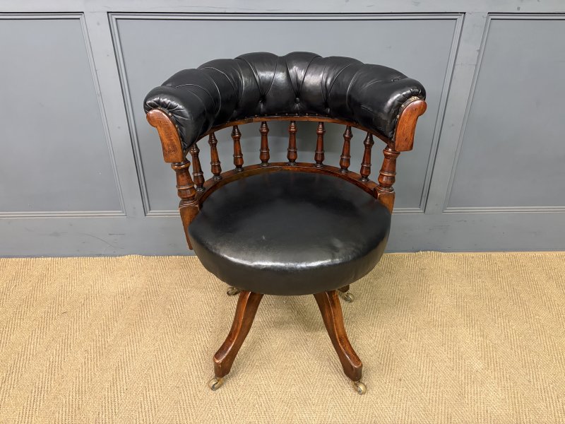Victorian Mahogany Revolving Desk Chair - Image 12