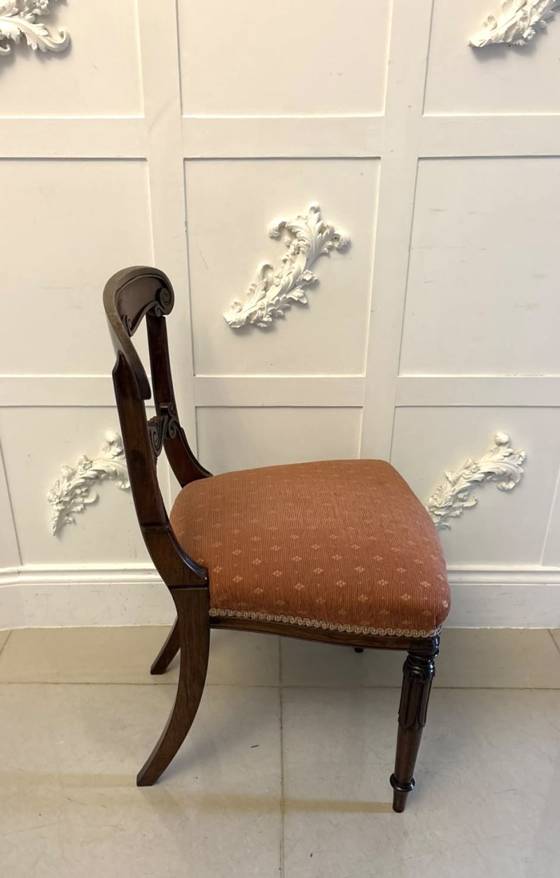 Antique Regency Rosewood Brass Inlaid Set of 4 Dining Chairs - Image 7