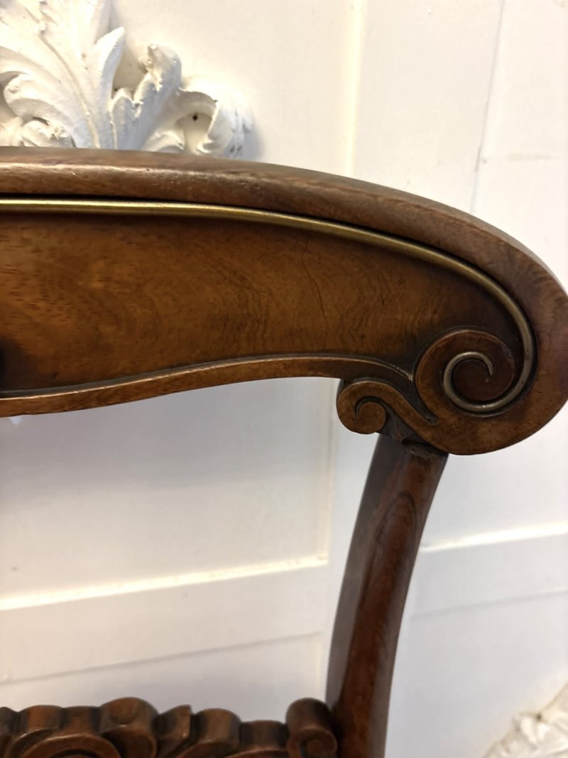 Antique Regency Rosewood Brass Inlaid Set of 4 Dining Chairs - Image 12