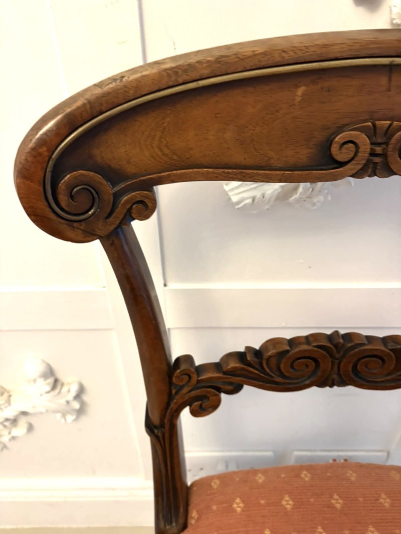Antique Regency Rosewood Brass Inlaid Set of 4 Dining Chairs - Image 14