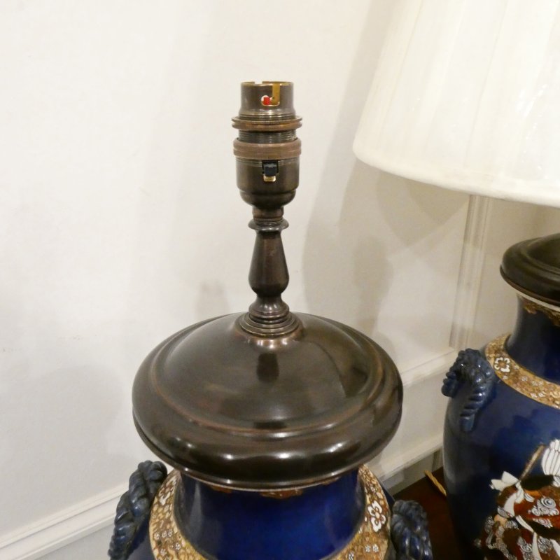 Pair of Japanese Satsuma Porcelain Table Lamps - Image 5