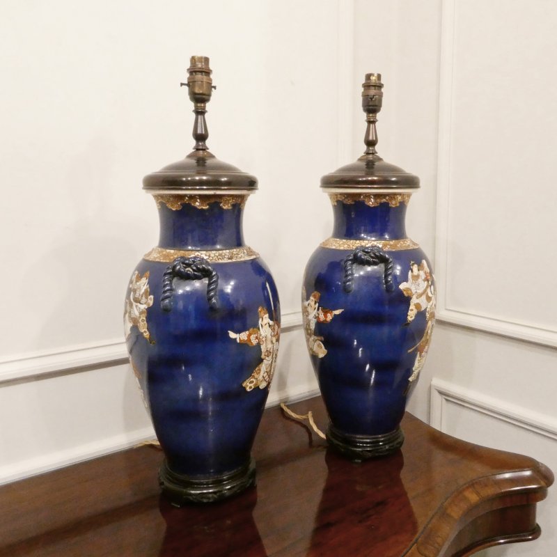 Pair of Japanese Satsuma Porcelain Table Lamps - Image 10
