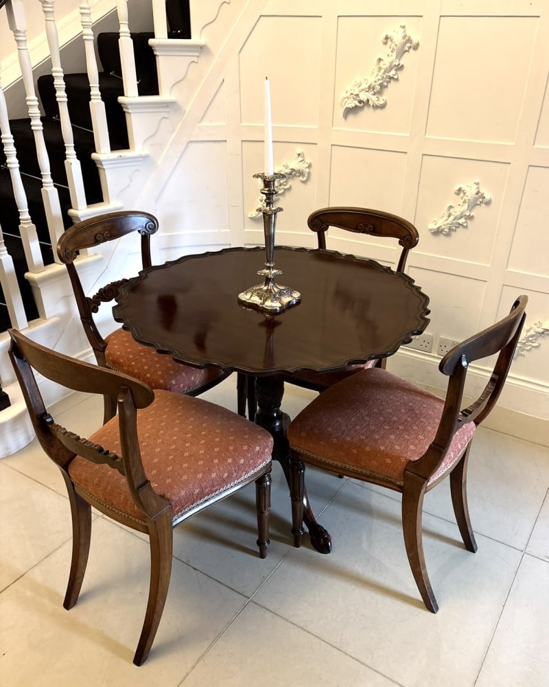 Antique George III Mahogany Piecrust Tilt Top Dining Centre Table - Image 3
